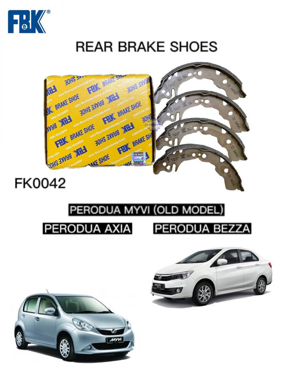 Perodua Myvi (Old Model) Axia Bezza Rear Brake Shoe FBK FK0042